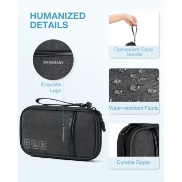 BAGSMART Black Cord Organizer for Travel Tech Essentials