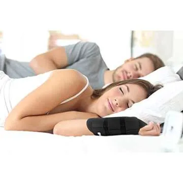 Copper Compression Night Time Wrist Brace - Copper Infused Carpal Tunnel Wrist Support Sleeve. Breathable, Comfortable Sleep Splint for Pain Relief, Arthritis, Tendonitis, RSI, Sprains. (Black)