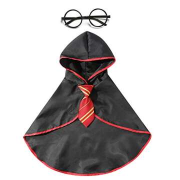 Coomour Halloween Dog Costume Pet Wizard Shirt Cat Soft Clothes for Dogs Cats Soft Hoodies with Glasses (Medium)