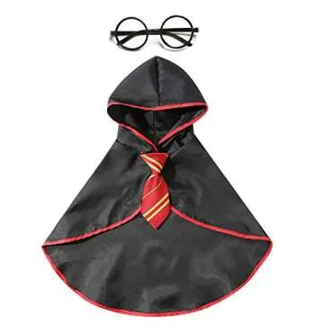 Coomour Halloween Dog Costume Pet Wizard Shirt Cat Soft Clothes for Dogs Cats Soft Hoodies with Glasses (Medium)
