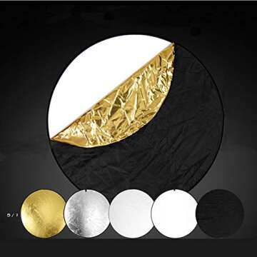 Aqirui 32inch/80cm 5 in 1 Collapsible Light Reflector Round Multi Disc with Bag-Translucent, Silver, Gold, White and Black for Photography Photo Studio Lighting and Outdoor Lighting