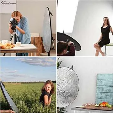 Aqirui 32inch/80cm 5 in 1 Collapsible Light Reflector Round Multi Disc with Bag-Translucent, Silver, Gold, White and Black for Photography Photo Studio Lighting and Outdoor Lighting