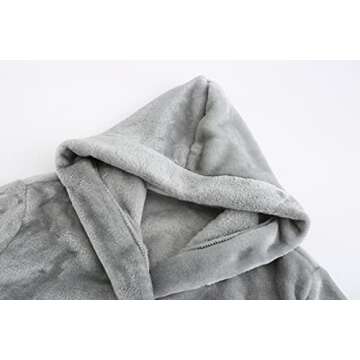 E.W Apparel Boys Robe Soft Fleece Bathrobe for Kids(Gray,7-8 Years)