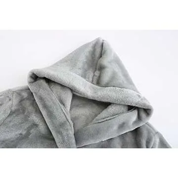 E.W Apparel Boys Robe Soft Fleece Bathrobe for Kids(Gray,7-8 Years)