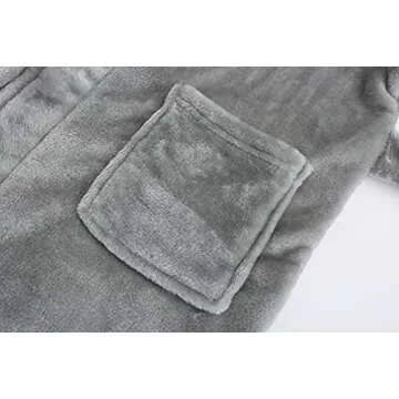 E.W Apparel Boys Robe Soft Fleece Bathrobe for Kids(Gray,7-8 Years)