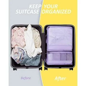 BAGSMART Keep Shape Packing Cubes, 7 Set Packing Cubes for Travel, Lightweight Travel Cubes for Packing, Suitcase Organizer Bags Set for Travel Essentials Very Peri