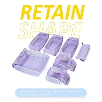 BAGSMART Keep Shape Packing Cubes, 7 Set Packing Cubes for Travel, Lightweight Travel Cubes for Packing, Suitcase Organizer Bags Set for Travel Essentials Very Peri