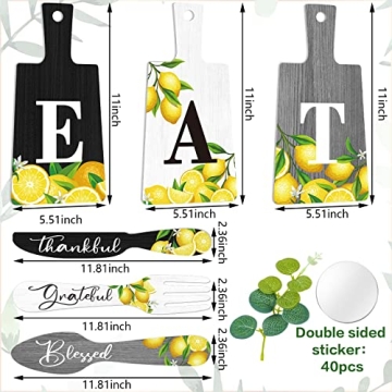 Qunclay 6 Pcs Lemon Decor Set - Charming Farmhouse Wall Art