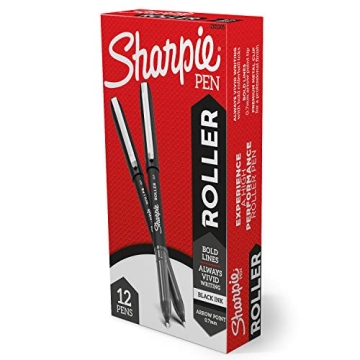 Sharpie Rollerball Pen, Arrow Point (0.7mm) for Bold Lines, Black Ink, 12 Count
