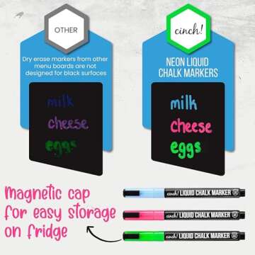 Cinch! 16x12-Inch Chalkboard Weekly Menu - Magnetic Meal Planner Board for Refrigerator - Reusable B...