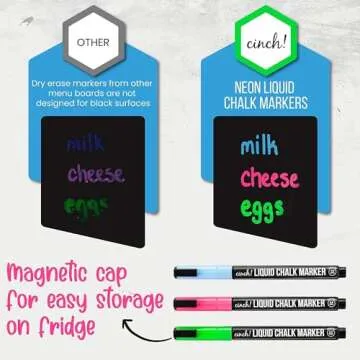 Cinch! 16x12-Inch Chalkboard Weekly Menu - Magnetic Meal Planner Board for Refrigerator - Reusable B...
