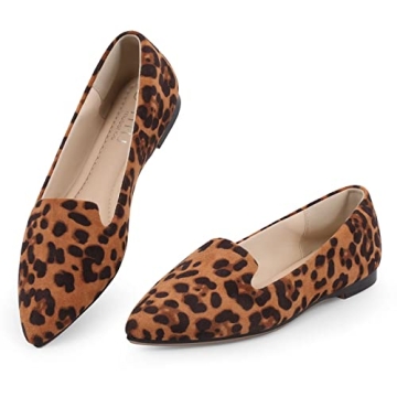 MUSSHOE Comfortable Leopard Suede Flats for Women