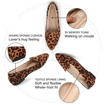 MUSSHOE Comfortable Leopard Suede Flats for Women
