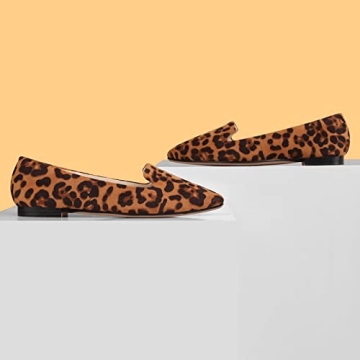 MUSSHOE Comfortable Leopard Suede Flats for Women