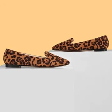 MUSSHOE Comfortable Leopard Suede Flats for Women