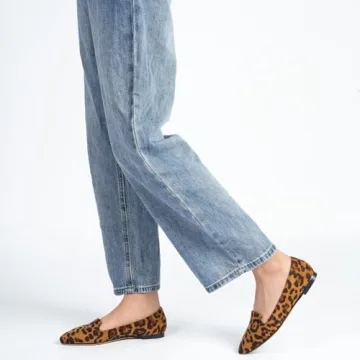 MUSSHOE Comfortable Leopard Suede Flats for Women
