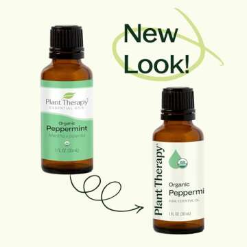 Plant Therapy Organic Peppermint Essential Oil 100% Pure, USDA Certified Organic, Undiluted, Natural Aromatherapy, for Diffusion, Skin, Hair, Therapeutic Grade 100 mL (3.3 oz)