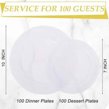 FLOWERCAT 200PCS Clear Plastic Plates Disposable Plates for Party - Heavy Duty Plastic Plates - 100 ...
