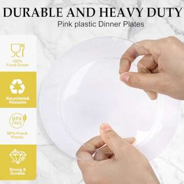 FLOWERCAT 200PCS Clear Plastic Plates Disposable Plates for Party - Heavy Duty Plastic Plates - 100 10"Dinner Plates and 100 7" Salad Plates for Weddings, Easter Parties and Events