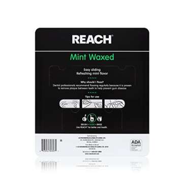 Reach Waxed Dental Floss | Effective Plaque Removal, Extra Wide Cleaning Surface | Shred Resistance & Tension, Slides Smoothly & Easily, PFAS FREE | Mint Flavored, 55 Yards, 1 Pack