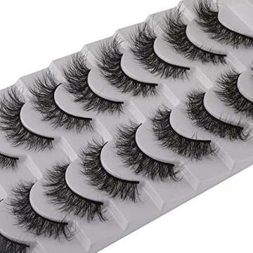 JIMIRE False Eyelashes Natural Lashes Wispy Mink Cat Eye Lashes Pack 12MM Short Small Fake Eyelashes...