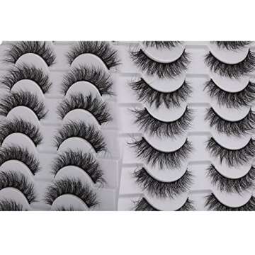 JIMIRE False Eyelashes Natural Lashes Wispy Mink Cat Eye Lashes Pack 12MM Short Small Fake Eyelashes 10 Pairs Pack