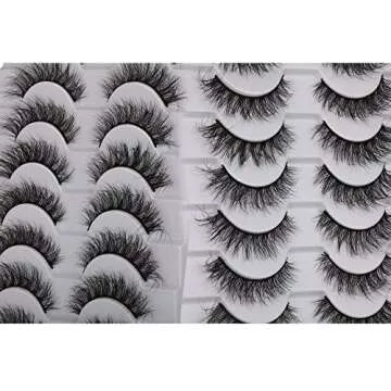 JIMIRE False Eyelashes Natural Lashes Wispy Mink Cat Eye Lashes Pack 12MM Short Small Fake Eyelashes 10 Pairs Pack