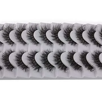 JIMIRE False Eyelashes Natural Lashes Wispy Mink Cat Eye Lashes Pack 12MM Short Small Fake Eyelashes 10 Pairs Pack