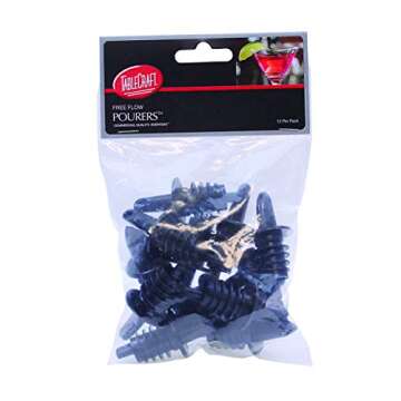 Tablecraft Free Flow Pourers, 2.5 x 1.25 Inch, 12 Count, Black