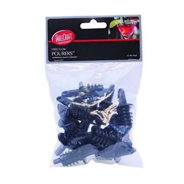 Tablecraft Free Flow Pourers, 2.5 x 1.25 Inch, 12 Count, Black