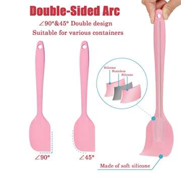 Hokisei Silicone Spatula Heat Resistant Small Rubber Spatulas Cooking Utensil Set Non-Stick Flexible Rubber Essential Cooking Gadget For Cake/Cream/Pastry/Butter/Batter Mixing/Cooking-(5 Pieces)