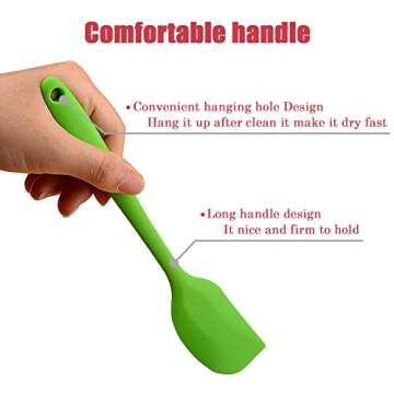 Hokisei Silicone Spatula Heat Resistant Small Rubber Spatulas Cooking Utensil Set Non-Stick Flexible Rubber Essential Cooking Gadget For Cake/Cream/Pastry/Butter/Batter Mixing/Cooking-(5 Pieces)