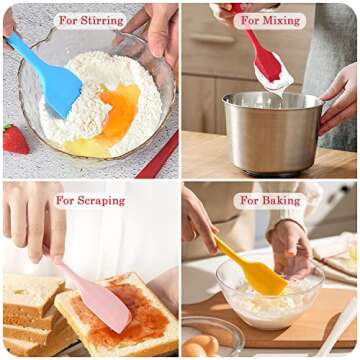 Hokisei Silicone Spatula Heat Resistant Small Rubber Spatulas Cooking Utensil Set Non-Stick Flexible Rubber Essential Cooking Gadget For Cake/Cream/Pastry/Butter/Batter Mixing/Cooking-(5 Pieces)
