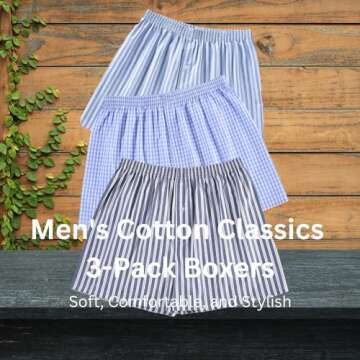 CINVIK Fun Boxer Shorts - Breathable Organic Cotton Boxers 3 Pack