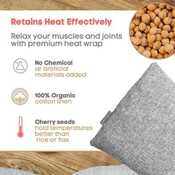 Nestani Microwave Heating Pad for Pain Relief - Cherry Seed Reusable Heat Pack - Microwavable Natural Hot and Cold Compress Pillow Bag for Back, Neck, Arm, Muscles, Joints, Shoulder, Menstrual Cramps