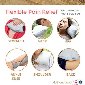 Nestani Microwave Heating Pad for Pain Relief - Cherry Seed Reusable Heat Pack - Microwavable Natural Hot and Cold Compress Pillow Bag for Back, Neck, Arm, Muscles, Joints, Shoulder, Menstrual Cramps