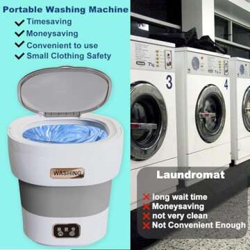 Portable Mini Washing Machine, 18L Mini Collapsible Washer and Spin Dryer, Small Folding Laundry Washer, Foldable, Travel, Apartment, RV, Camping, Socks, Baby Clothes, Underwears (Grey)