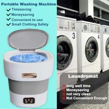 Portable Mini Washing Machine, 18L Mini Collapsible Washer and Spin Dryer, Small Folding Laundry Washer, Foldable, Travel, Apartment, RV, Camping, Socks, Baby Clothes, Underwears (Grey)