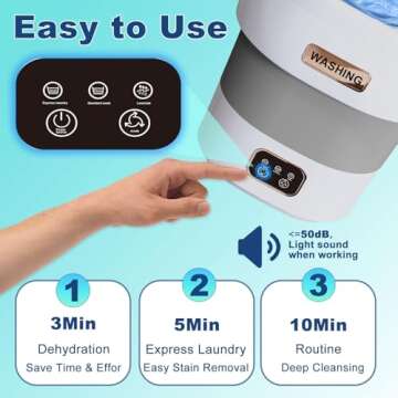Portable Mini Washing Machine, 18L Mini Collapsible Washer and Spin Dryer, Small Folding Laundry Washer, Foldable, Travel, Apartment, RV, Camping, Socks, Baby Clothes, Underwears (Grey)