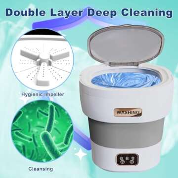 Portable Mini Washing Machine, 18L Mini Collapsible Washer and Spin Dryer, Small Folding Laundry Washer, Foldable, Travel, Apartment, RV, Camping, Socks, Baby Clothes, Underwears (Grey)