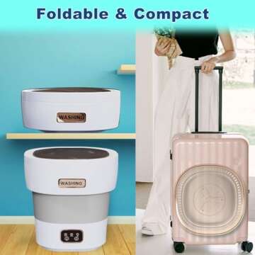 Portable Mini Washing Machine, 18L Mini Collapsible Washer and Spin Dryer, Small Folding Laundry Washer, Foldable, Travel, Apartment, RV, Camping, Socks, Baby Clothes, Underwears (Grey)