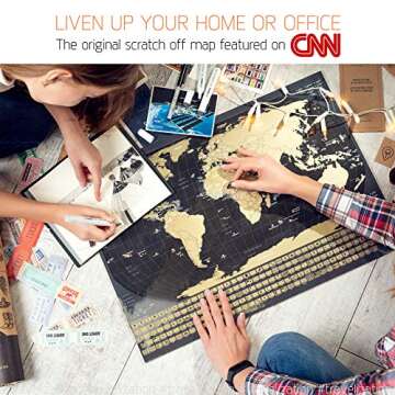 Travelization Scratch Off World Map with 196 Country Flags 24" x 17" Frameable Travel Map with Vibra...