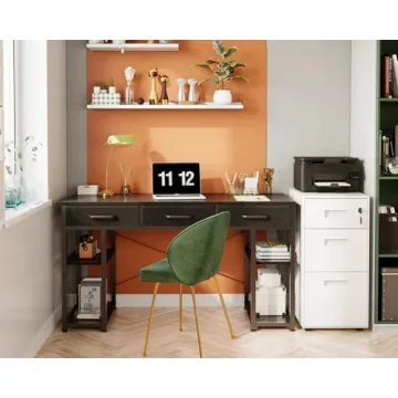 Compact ODK Office Desk with Fabric Drawers and Shelves