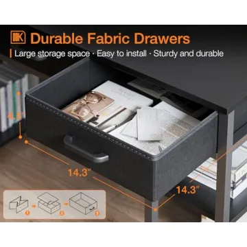 Compact ODK Office Desk with Fabric Drawers and Shelves