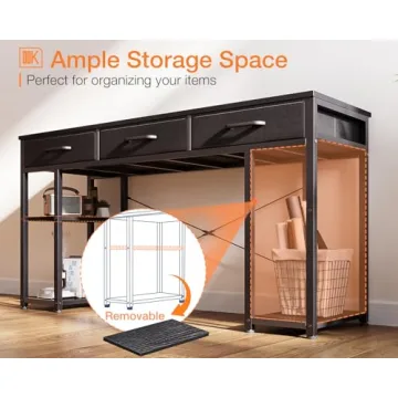 Compact ODK Office Desk with Fabric Drawers and Shelves