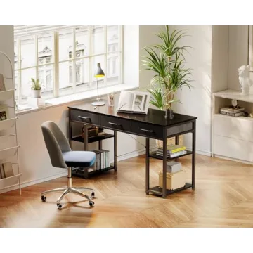 Compact ODK Office Desk with Fabric Drawers and Shelves