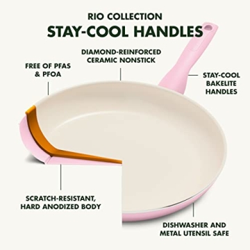 GreenPan Rio 16 Piece Cookware Set - Nonstick, Pink
