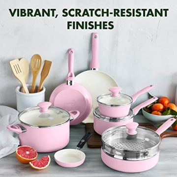 GreenPan Rio 16 Piece Cookware Set - Nonstick, Pink