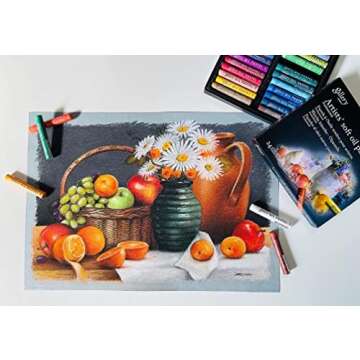 MUNGYO Gallery Artists' Soft Oil Pastels Professional, 48 Assorted Colors, Vibrant and Blendable