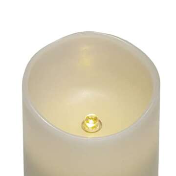 Matchless Candle Co. by Luminara Set of 4 PushButton Pillar Flameless LED Candle 3.15" Wide, 4",5",6",8" Tall Melted Top, Smooth Finish Unscented Real Wax (Ivory)